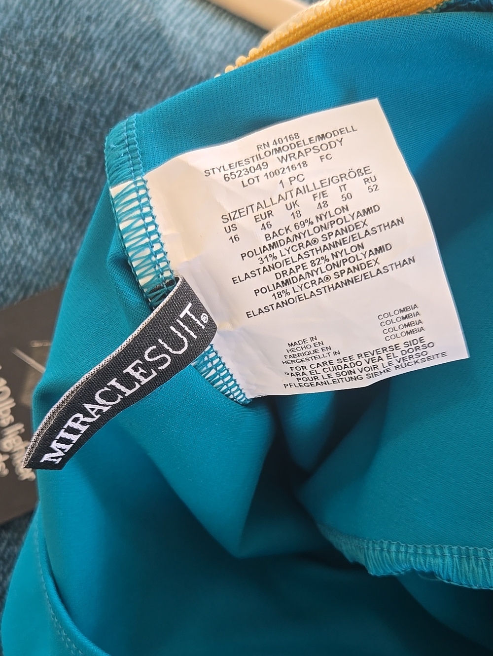 NWT Miraclesuit Turquoise Surplice One-Piece Swimsuit Maldives Blue Wrapsody - Picture 8 of 9
